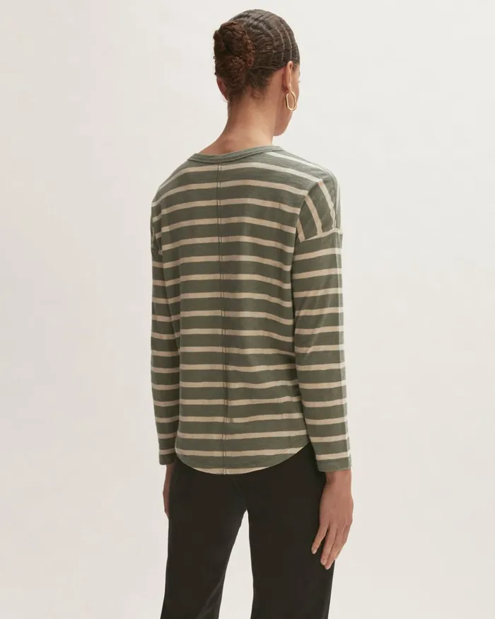 Jigsaw Tshirts Women Cotton Breton Boyfriend Tee Green