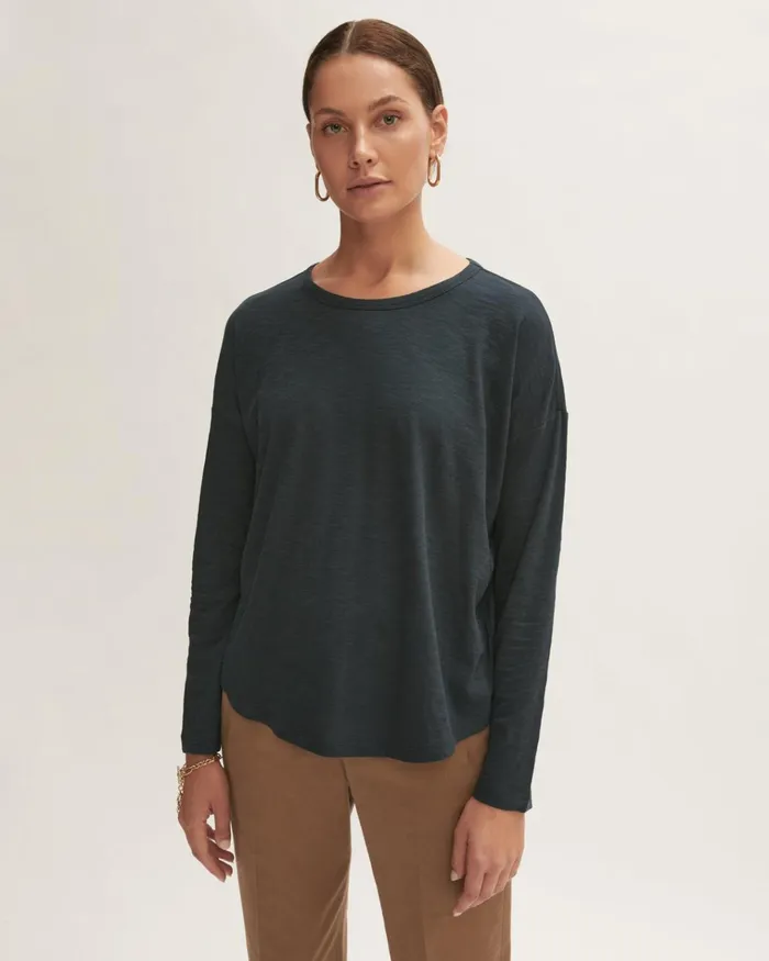 Jigsaw Tshirts Women Cotton Slub Boyfriend Tee Green