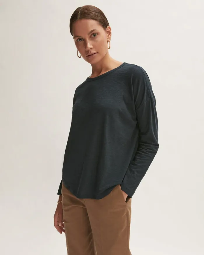 Jigsaw Tshirts Women Cotton Slub Boyfriend Tee Green