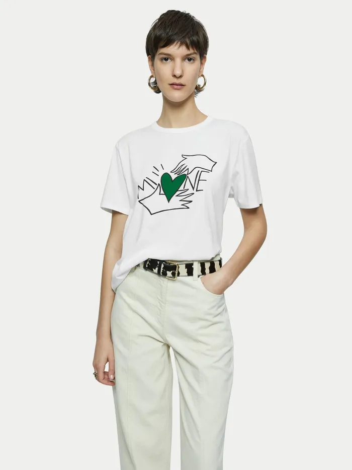 Jigsaw Tshirts Women Mine Printed Tee White
