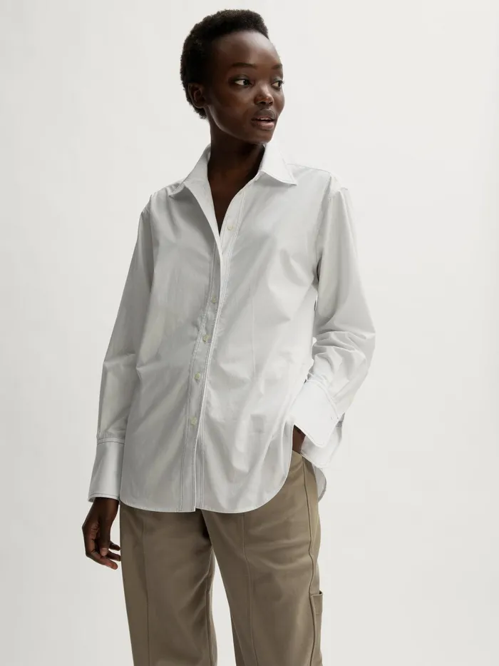 Jigsaw Tops Women Classic Poplin Relaxed Shirt White