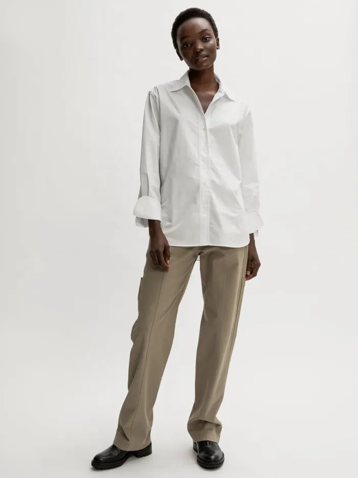 Jigsaw Tops Women Classic Poplin Relaxed Shirt White