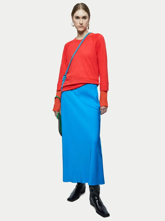 Jigsaw Tops Women Linen Raglan Top Red