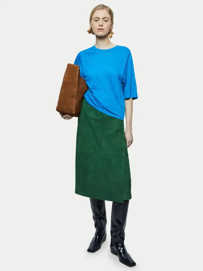 Jigsaw Tops Women Linen Short Sleeve Top Blue