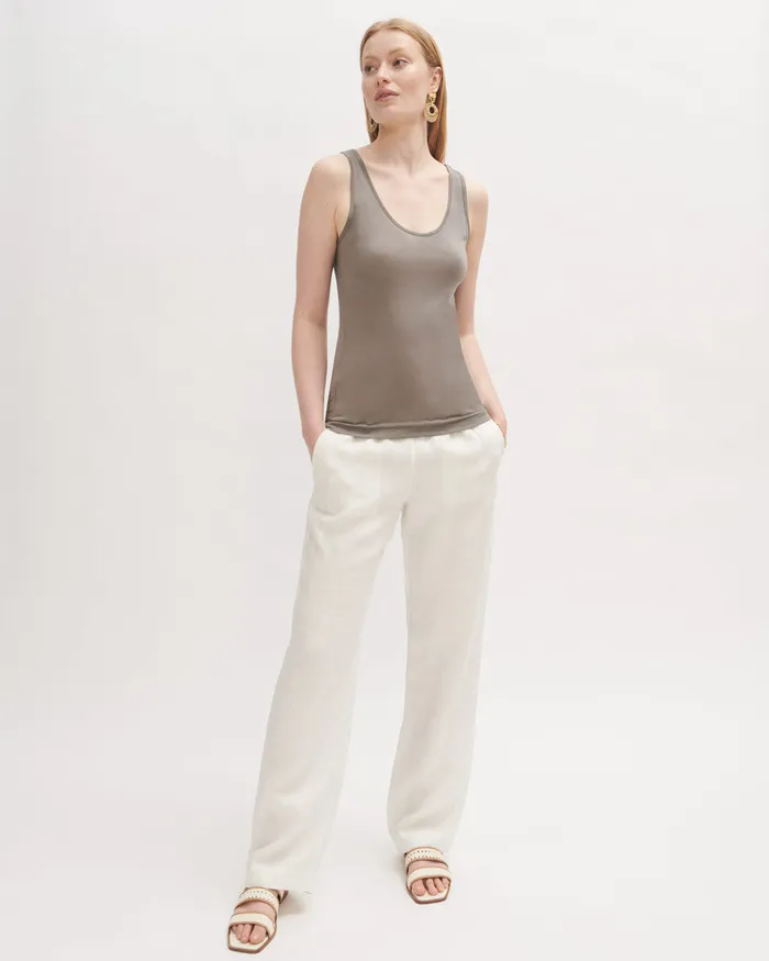 Jigsaw Tops Women Lyocell Scoop Neck Tank Grey