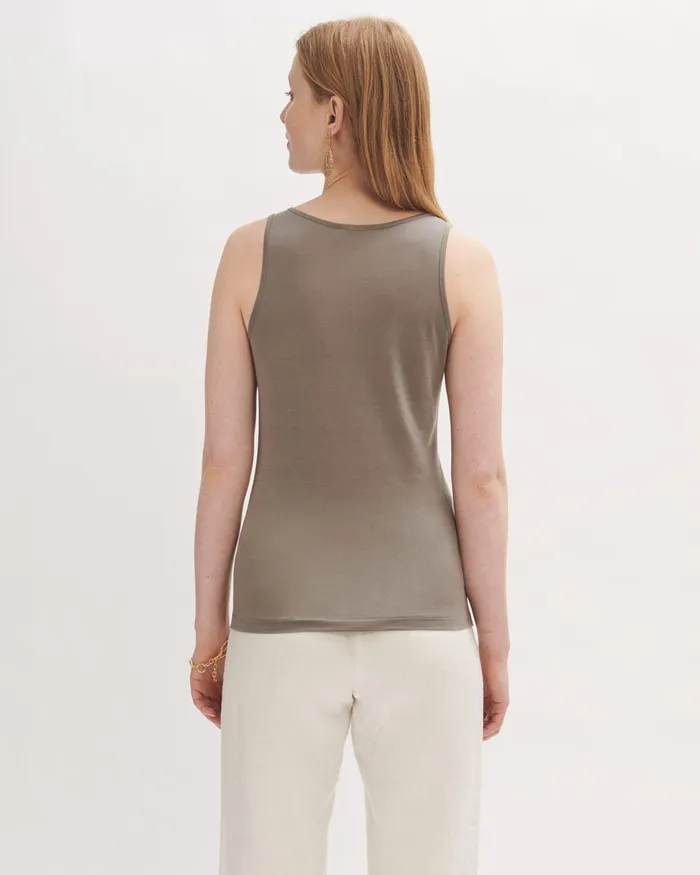 Jigsaw Tops Women Lyocell Scoop Neck Tank Grey