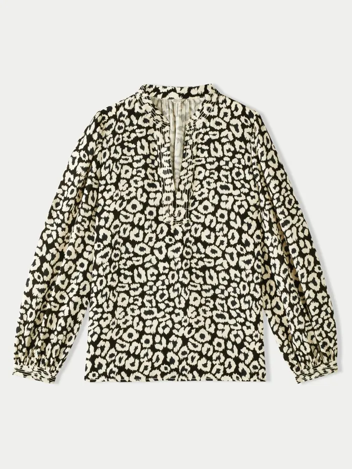 Jigsaw Tops Women Mono Leopard Top Black