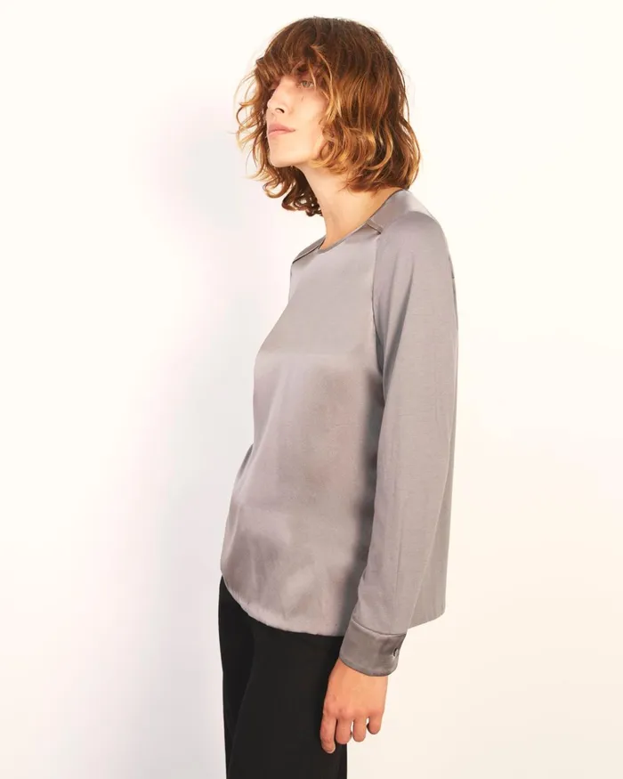 Jigsaw Tops Women Silk Front Tunic Top Brown