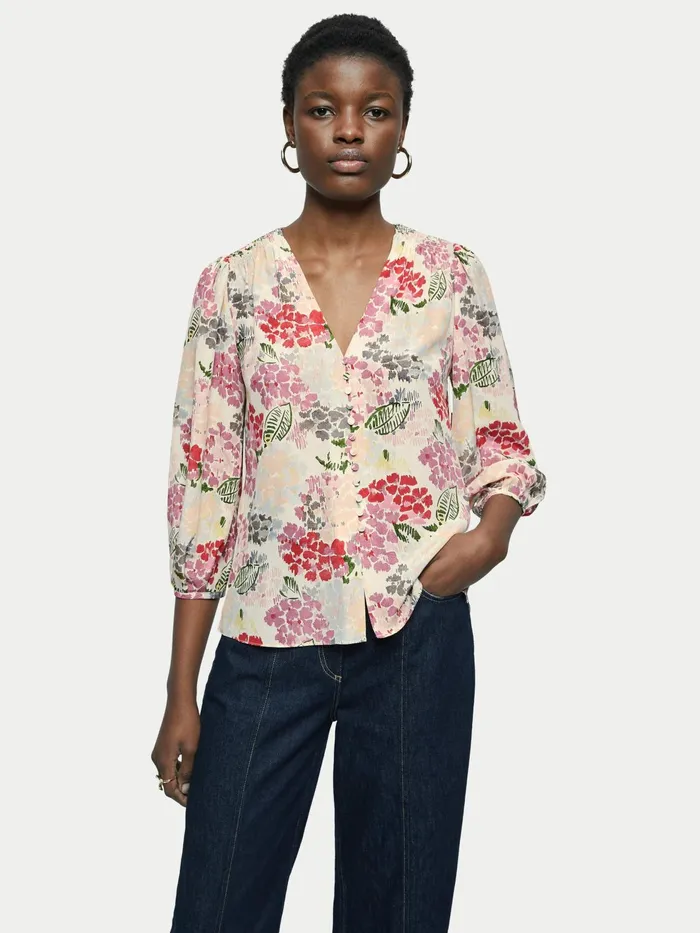 Jigsaw Tops Women Silk Wild Garden Blouse Multi