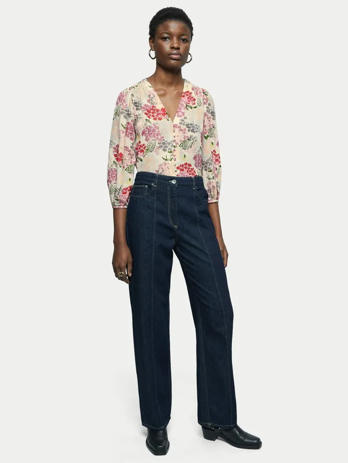 Jigsaw Tops Women Silk Wild Garden Blouse Multi