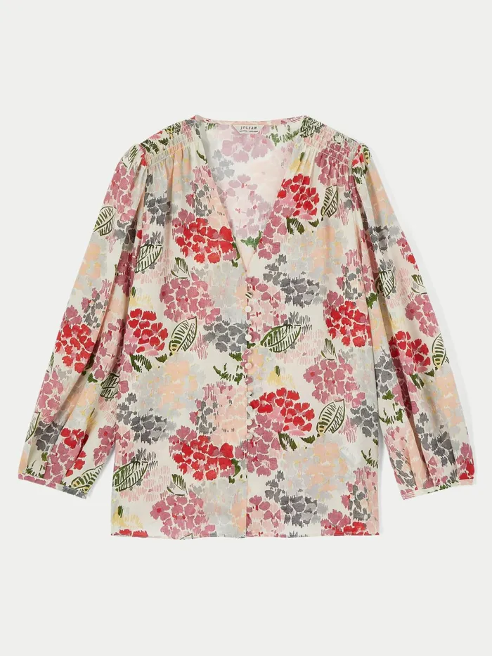 Jigsaw Tops Women Silk Wild Garden Blouse Multi
