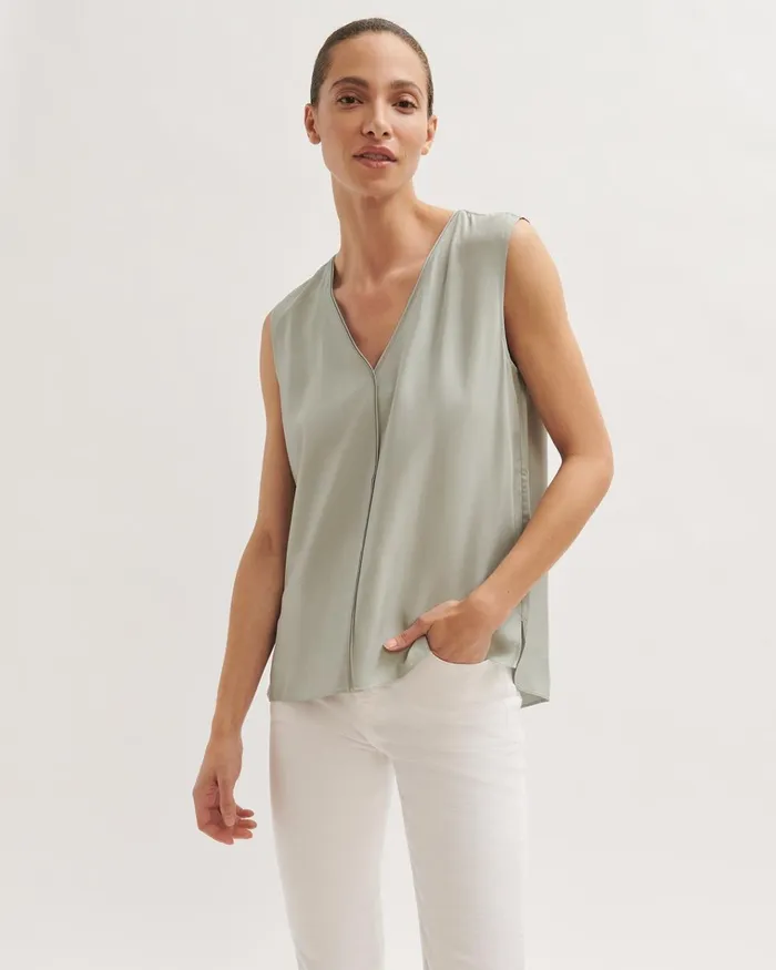 Jigsaw Tops Women Viscose Twill Tank Top Green