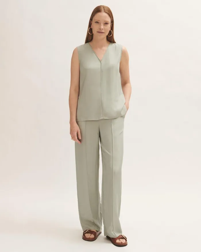Jigsaw Tops Women Viscose Twill Tank Top Green