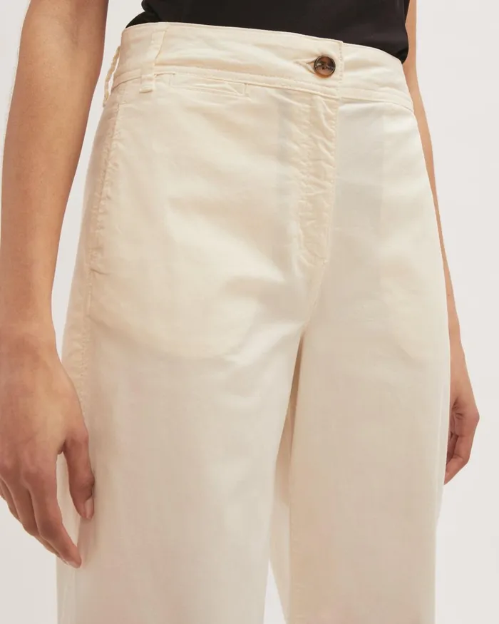 Jigsaw Trousers Women High Waist Wide Leg Chino Cream