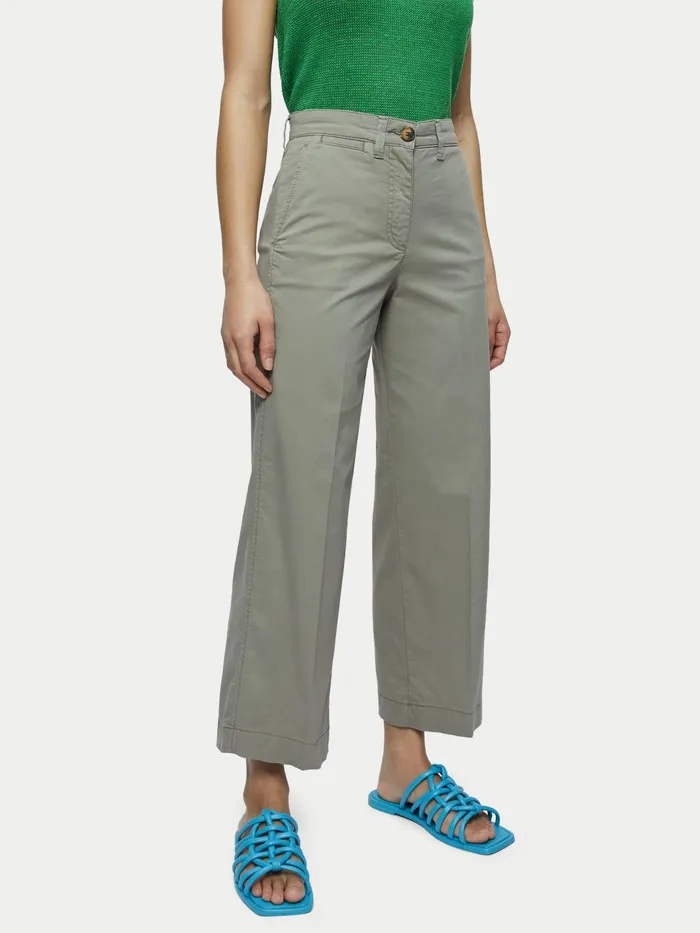 Jigsaw Trousers Women Tyne Cropped Wide Leg Chino Brown
