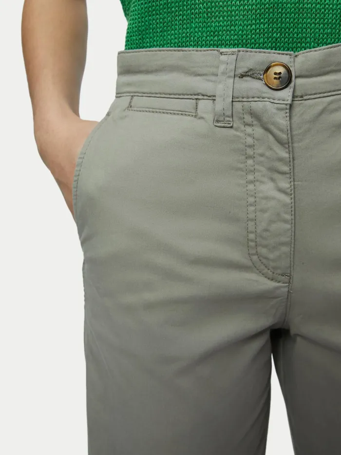 Jigsaw Trousers Women Tyne Cropped Wide Leg Chino Brown