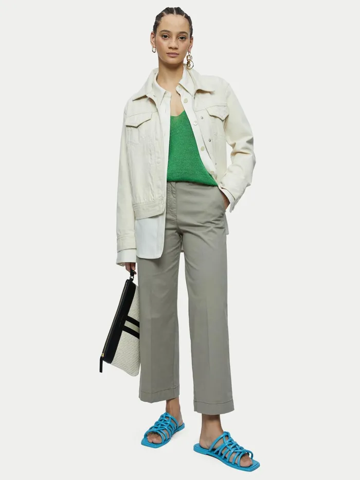 Jigsaw Trousers Women Tyne Cropped Wide Leg Chino Brown
