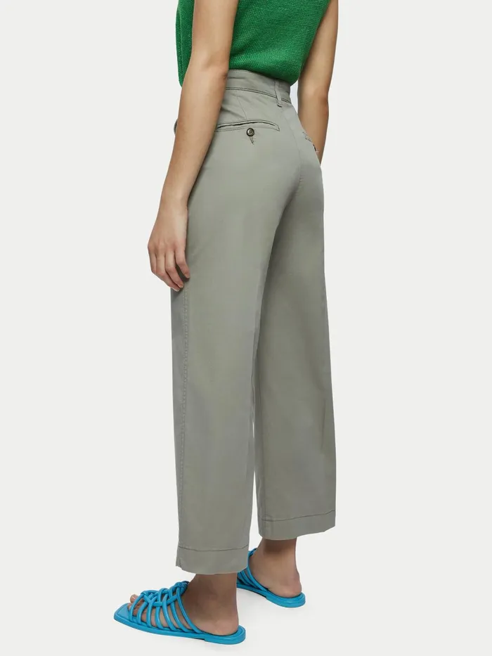 Jigsaw Trousers Women Tyne Cropped Wide Leg Chino Brown