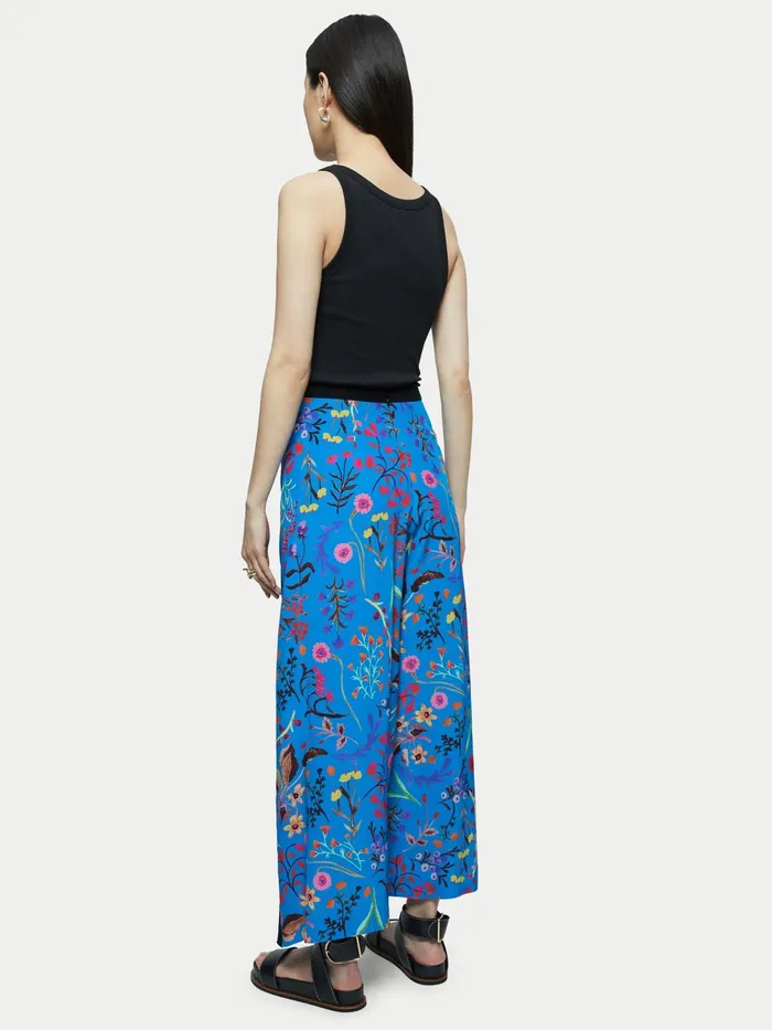 Jigsaw Trousers Women Vivid Floral Wrap Culotte Blue