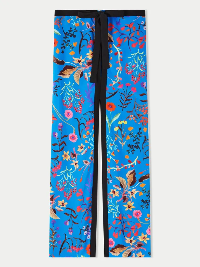 Jigsaw Trousers Women Vivid Floral Wrap Culotte Blue