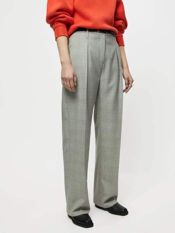 Jigsaw Trousers Women Wool Check Helena Trouser Grey