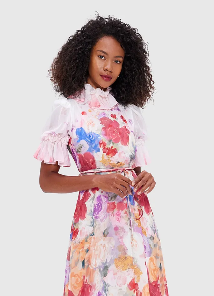 Joanna Midi Dress 8211 Fleur Print Women Dresses and Jumpsuits LEO LIN