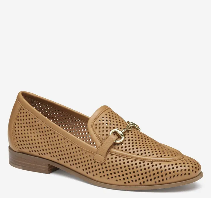 Johnston and Murphy Ali Perfed Bit Loafer Tan Glove Leather Women Mules and Loafers Johnston and Murphy Ali Perfed Bit Loafer Tan Glove Leather Women Mules and Loafers