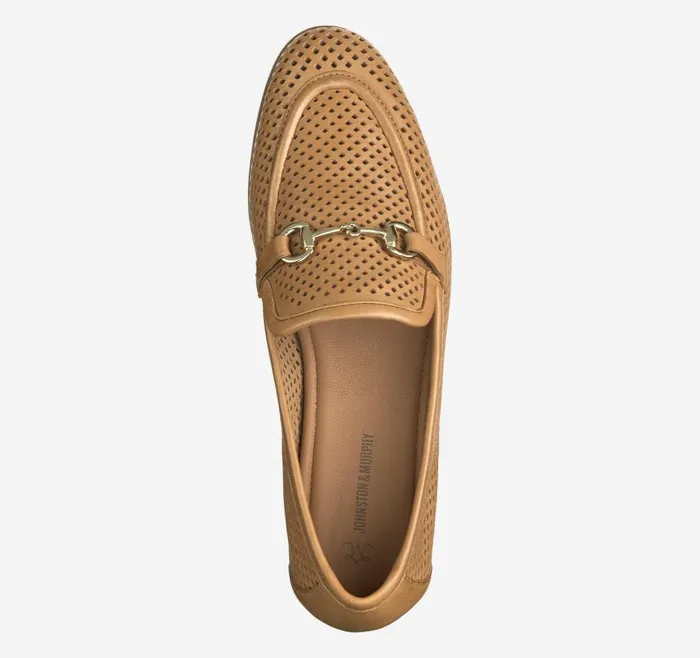 Johnston and Murphy Ali Perfed Bit Loafer Tan Glove Leather Women Mules and Loafers Johnston and Murphy Ali Perfed Bit Loafer Tan Glove Leather Women Mules and Loafers