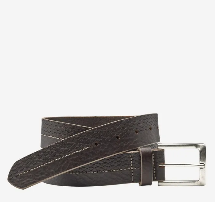 Johnston and Murphy Basketweave Embossed Belt Brown Men Belts