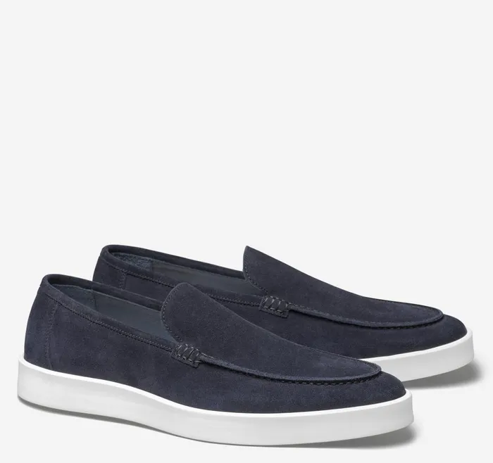 Johnston and Murphy Bolivar Venetian Navy Italian Suede Men SlipOns
