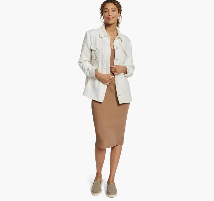 Johnston and Murphy Boucle Shirt Jacket White Women Shirts Sweaters and Blazers Johnston and Murphy Boucle Shirt Jacket White Women Shirts Sweaters and Blazers