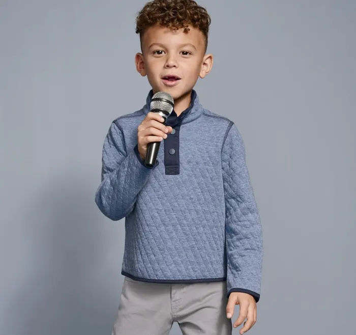 Johnston and Murphy Boys Quilted Quarter Snap Light Blue Boys Sweaters and Knits Johnston and Murphy Boys Quilted Quarter Snap Light Blue Boys Sweaters and Knits