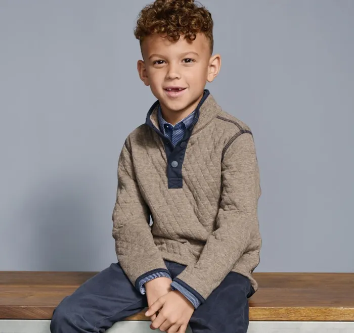 Johnston and Murphy Boys Quilted Quarter Snap Light Brown Boys Sweaters and Knits Johnston and Murphy Boys Quilted Quarter Snap Light Brown Boys Sweaters and Knits