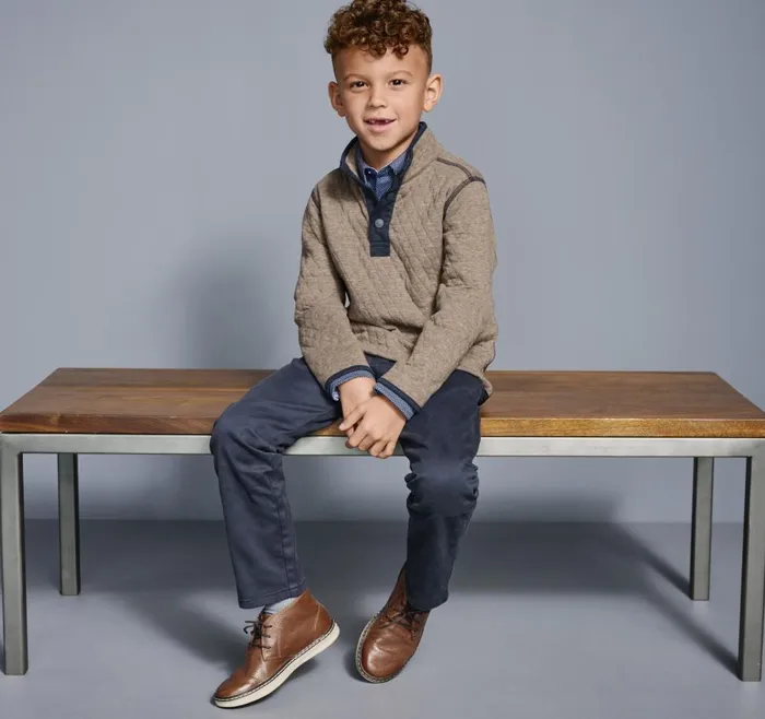 Johnston and Murphy Boys Quilted Quarter Snap Light Brown Boys Sweaters and Knits