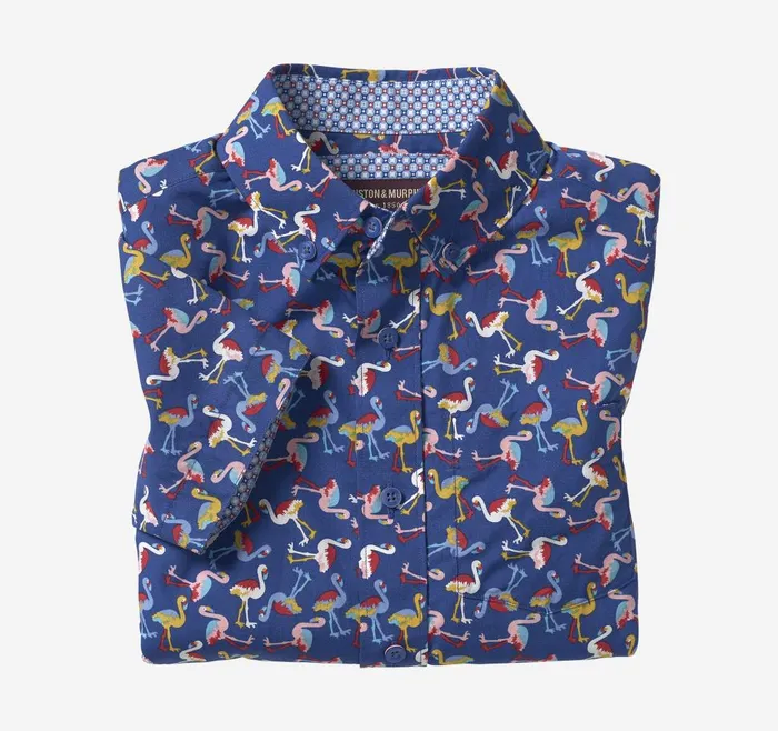 Johnston and Murphy Boys ShortSleeve Printed Shirt Flamingo Boys Shirts