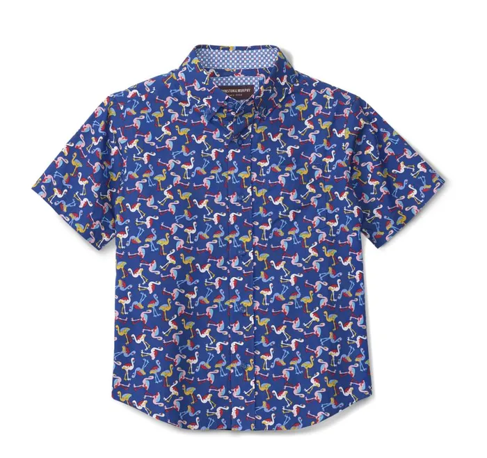 Johnston and Murphy Boys ShortSleeve Printed Shirt Flamingo Boys Shirts Johnston and Murphy Boys ShortSleeve Printed Shirt Flamingo Boys Shirts