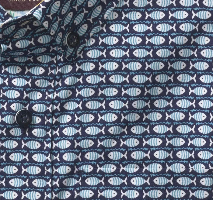 Johnston and Murphy Boys ShortSleeve Printed Shirt Navy Fish Boys Shirts Johnston and Murphy Boys ShortSleeve Printed Shirt Navy Fish Boys Shirts
