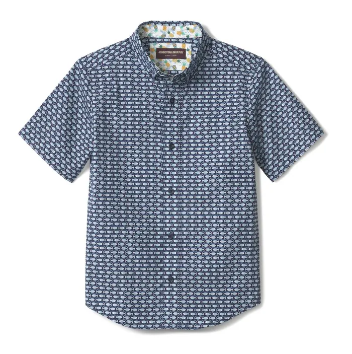 Johnston and Murphy Boys ShortSleeve Printed Shirt Navy Fish Boys Shirts Johnston and Murphy Boys ShortSleeve Printed Shirt Navy Fish Boys Shirts