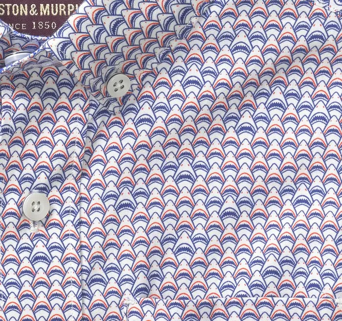 Johnston and Murphy Boys ShortSleeve Printed Shirt White Shark Head Boys Shirts Johnston and Murphy Boys ShortSleeve Printed Shirt White Shark Head Boys Shirts