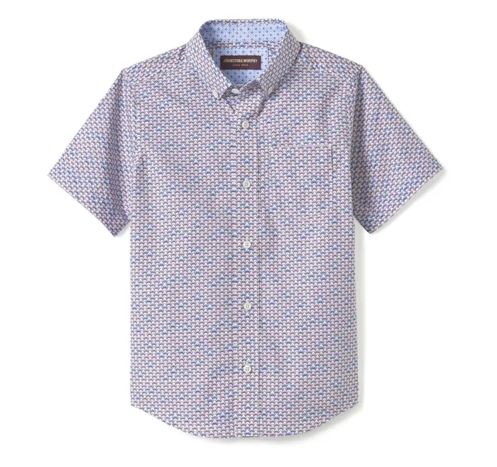 Johnston and Murphy Boys ShortSleeve Printed Shirt White Shark Head Boys Shirts Johnston and Murphy Boys ShortSleeve Printed Shirt White Shark Head Boys Shirts