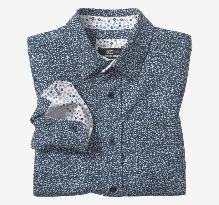 Johnston and Murphy Boys XC Flex Stretch LongSleeve Shirt Navy Paisley Boys Shirts