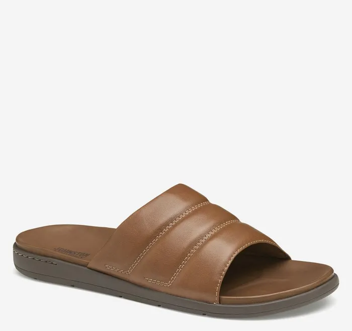 Johnston and Murphy Branson Slide Tan Full Grain Men Sandals