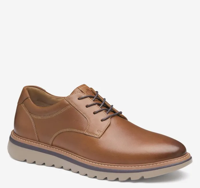 Johnston and Murphy Braydon Plain Toe Tan Full Grain Men LaceUps