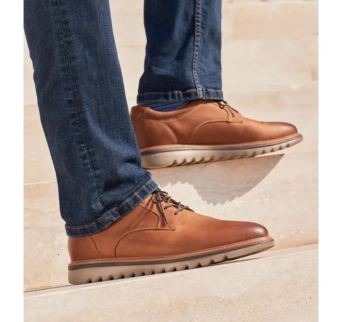 Johnston and Murphy Braydon Plain Toe Tan Full Grain Men LaceUps