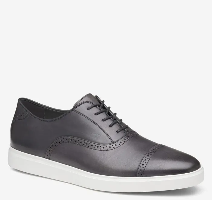 Johnston and Murphy Brody Cap Toe Black Handstained Full Grain Men LaceUps