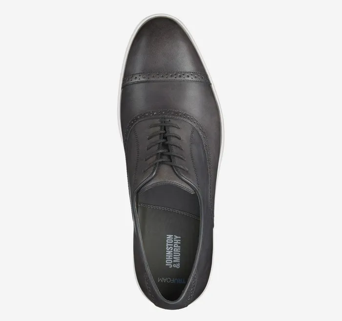 Johnston and Murphy Brody Cap Toe Black Handstained Full Grain Men LaceUps