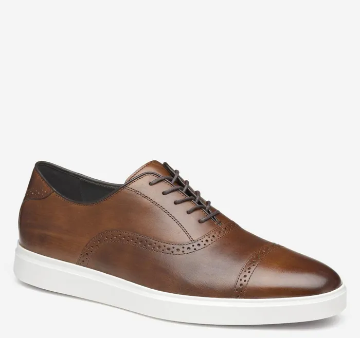 Johnston and Murphy Brody Cap Toe Brown Handstained Full Grain Men LaceUps