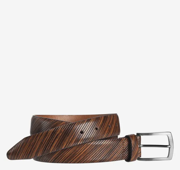 Johnston and Murphy DiagonalEtched Belt Tan Men Belts