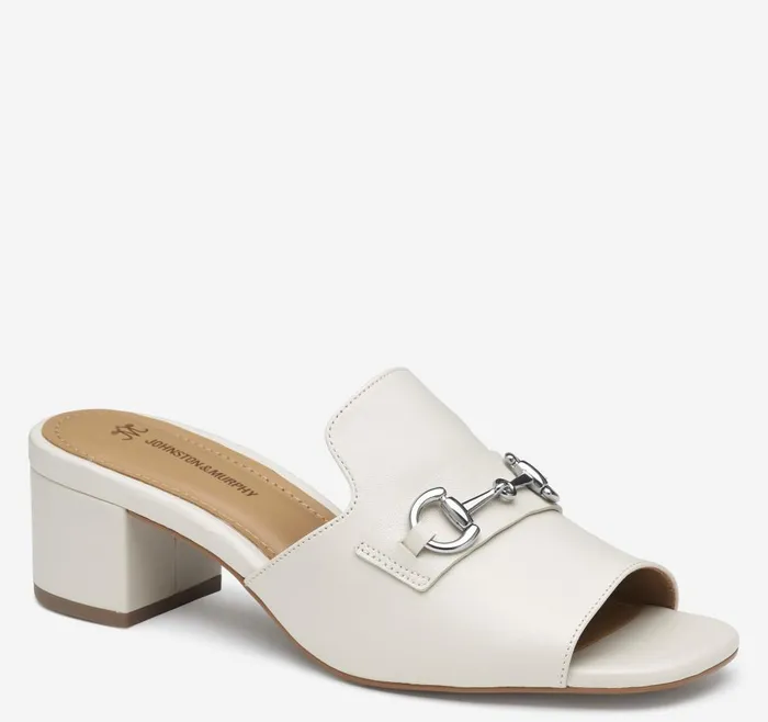 Johnston and Murphy Edith Bit Slide Bone Glove Leather Women Heels and Platform Wedges Johnston and Murphy Edith Bit Slide Bone Glove Leather Women Heels and Platform Wedges