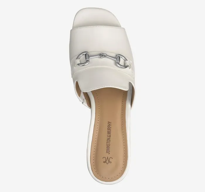Johnston and Murphy Edith Bit Slide Bone Glove Leather Women Heels and Platform Wedges Johnston and Murphy Edith Bit Slide Bone Glove Leather Women Heels and Platform Wedges